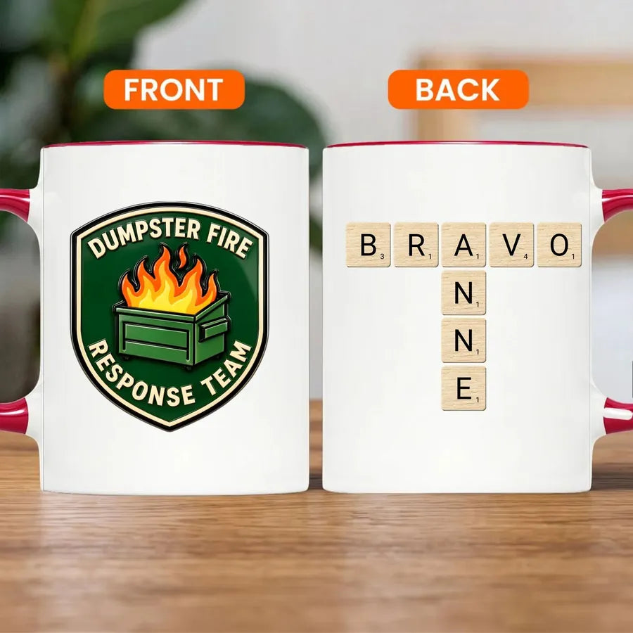 Personalized Dumpster Fire Crossword Names Mug