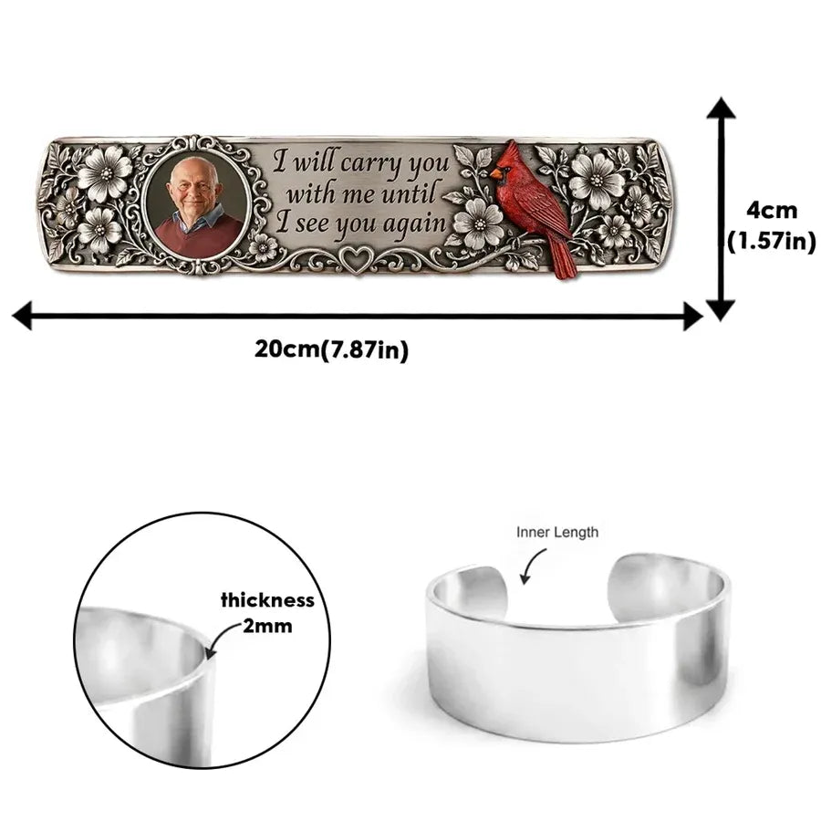 Personalized Cardinal Memorial Cuff Bracelet