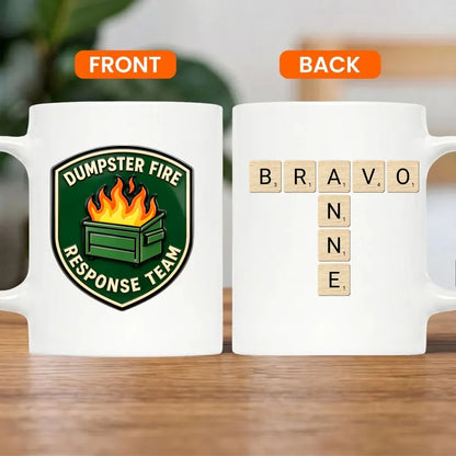 Personalized Dumpster Fire Crossword Names Mug