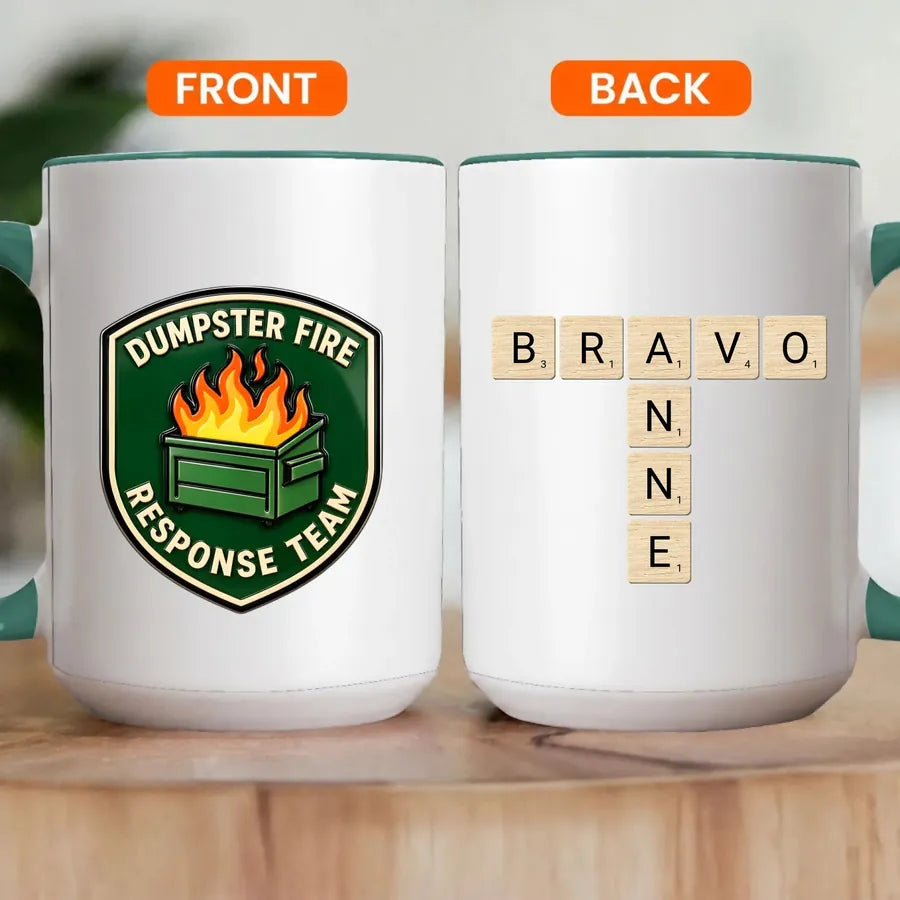Personalized Dumpster Fire Crossword Names Mug