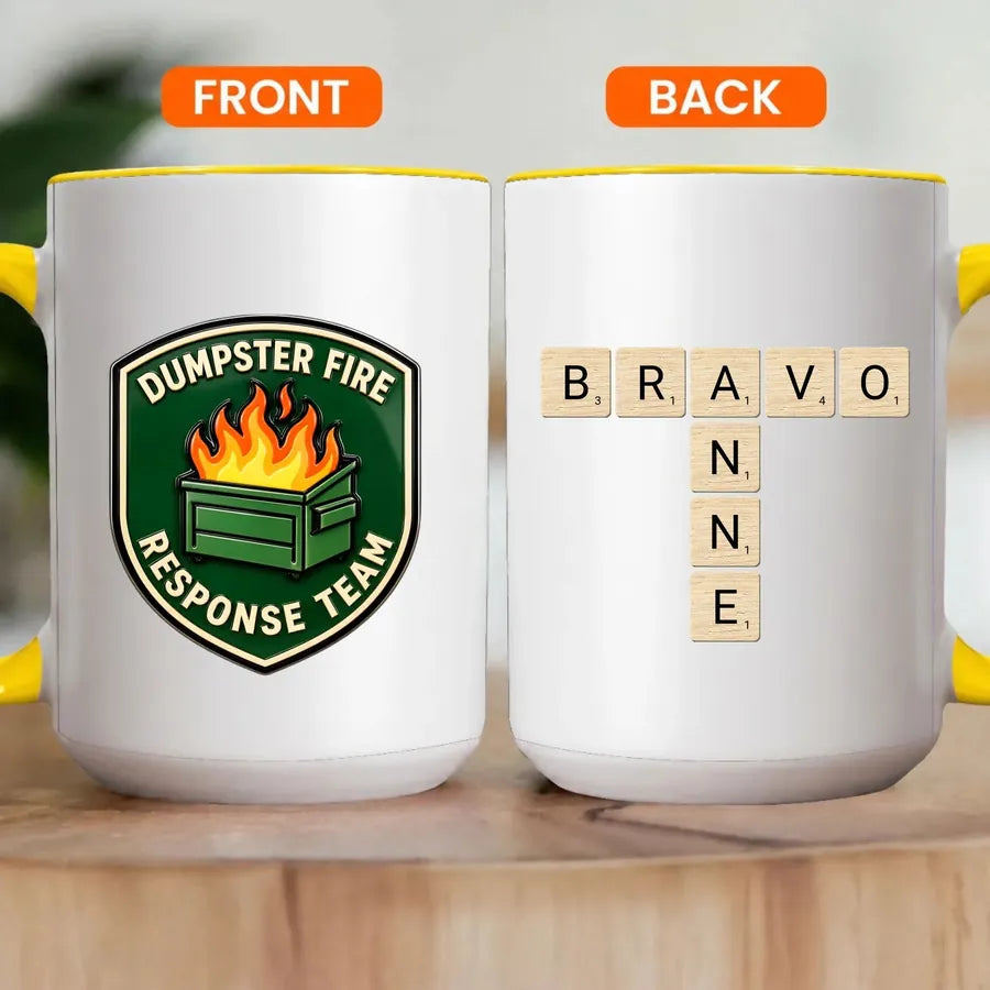 Personalized Dumpster Fire Crossword Names Mug