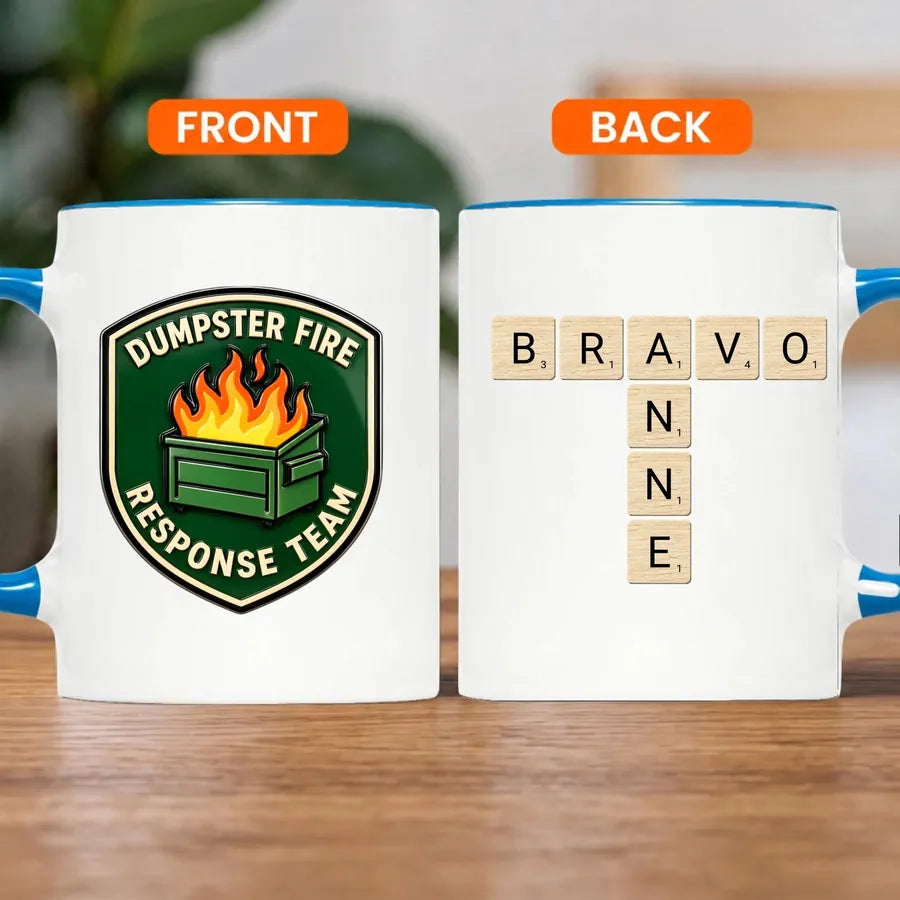 Personalized Dumpster Fire Crossword Names Mug