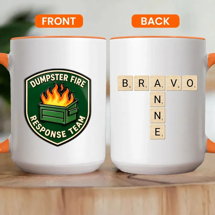 Personalized Dumpster Fire Crossword Names Mug