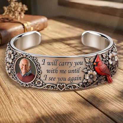 Personalized Cardinal Memorial Cuff Bracelet