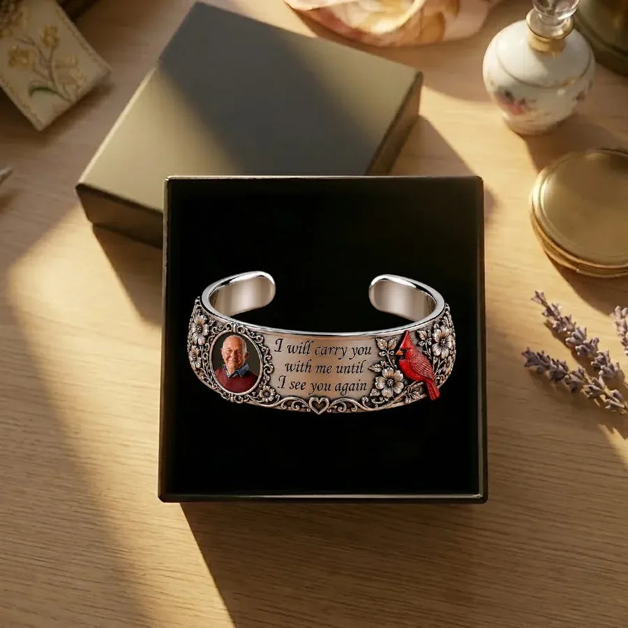 Personalized Cardinal Memorial Cuff Bracelet