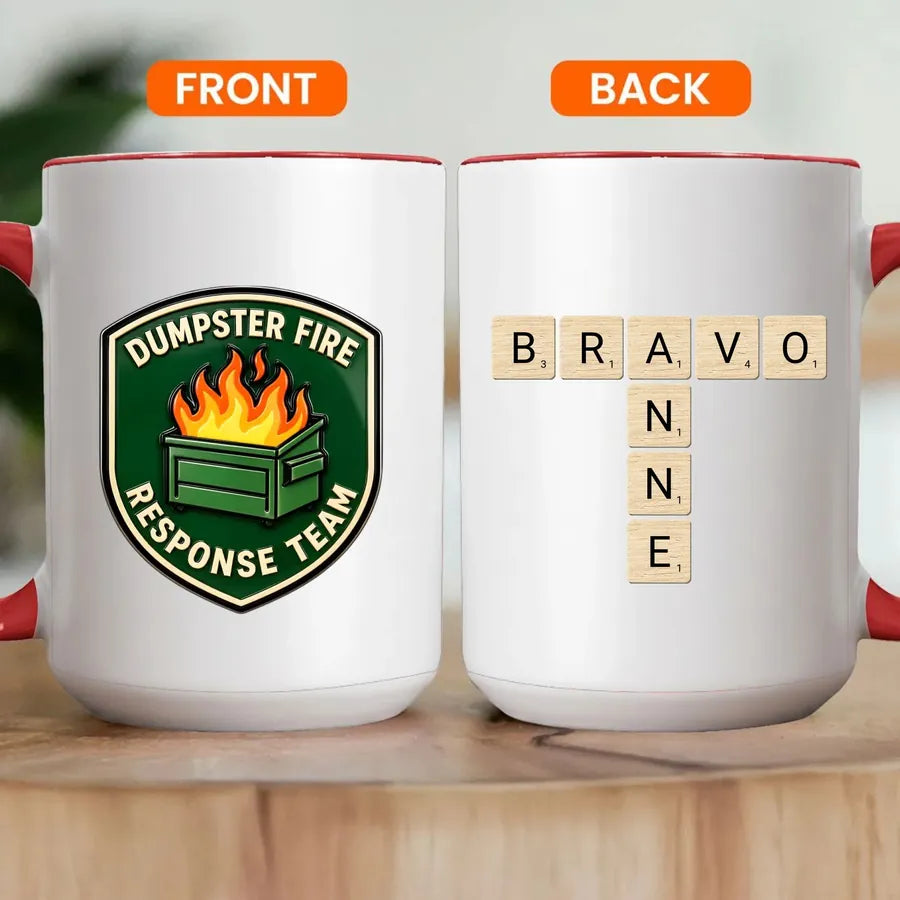 Personalized Dumpster Fire Crossword Names Mug