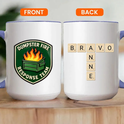 Personalized Dumpster Fire Crossword Names Mug