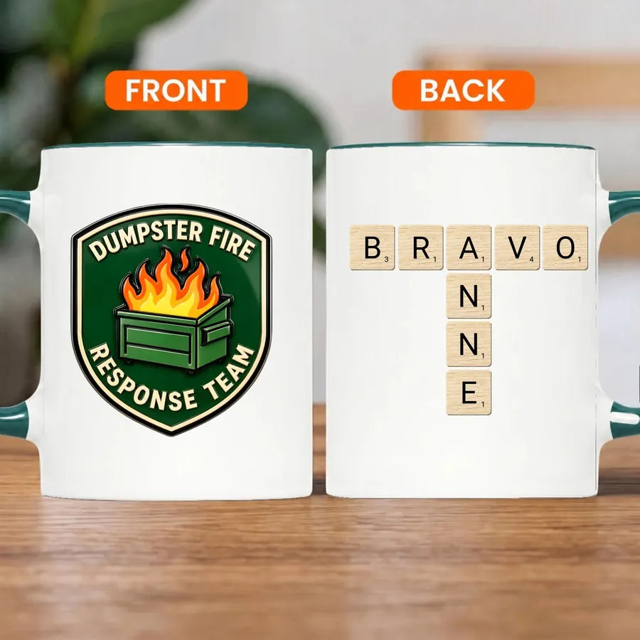 Personalized Dumpster Fire Crossword Names Mug