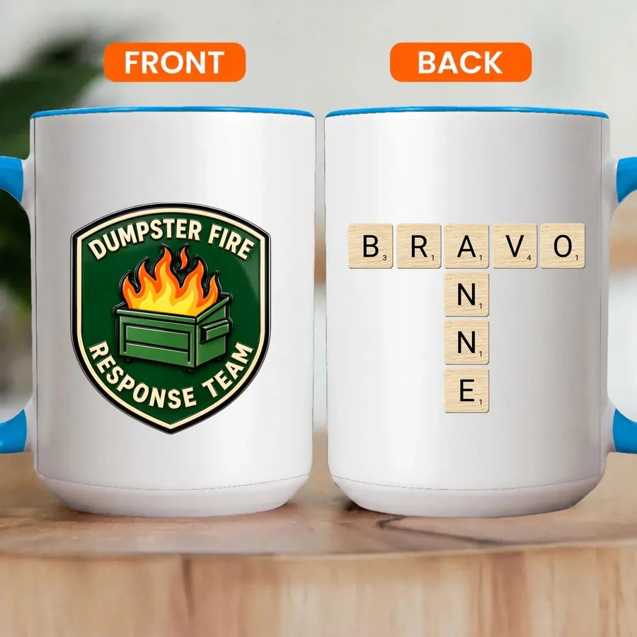 Personalized Dumpster Fire Crossword Names Mug