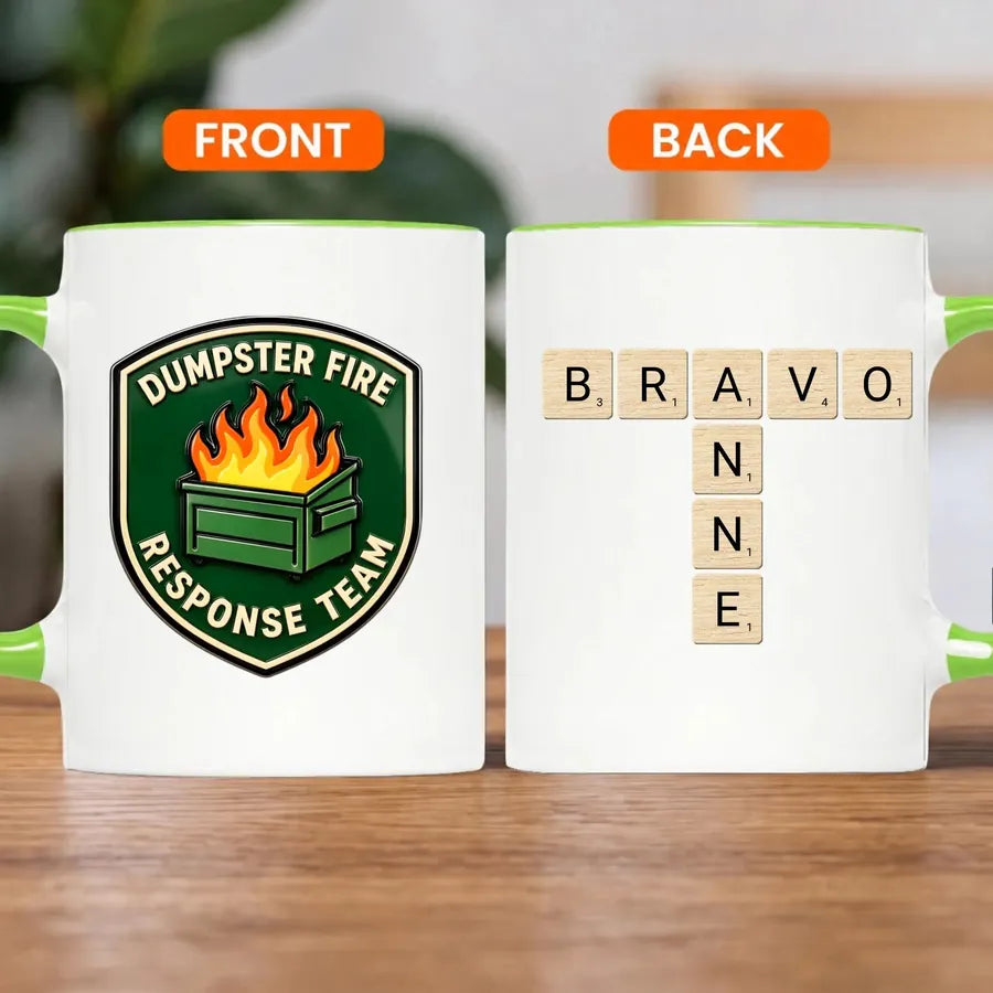 Personalized Dumpster Fire Crossword Names Mug