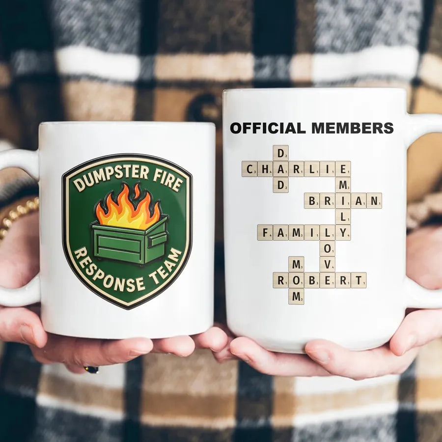 Personalized Dumpster Fire Crossword Names Mug